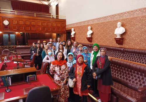 Community leaders visit Legislative Council chamber to learn about civic leadership.