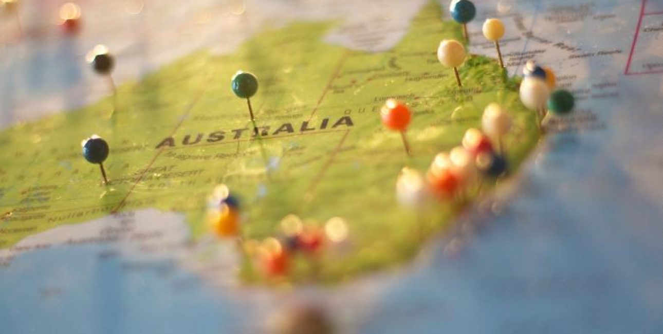 a map with a group of pins on it